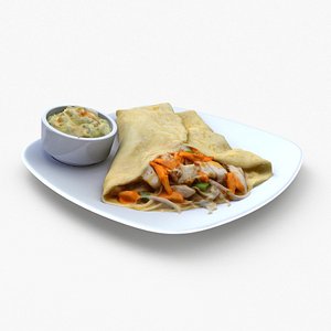 Thai Express crepe with side coleslaw 3D