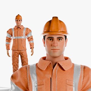 Worker Character Rigged 3D model