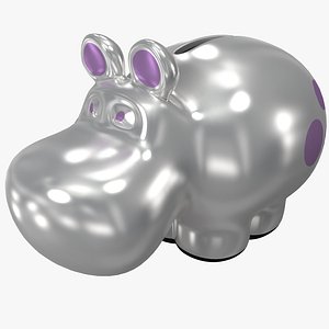 3d model of hippo coin bank