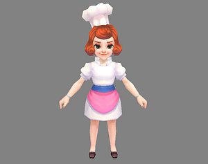 Cartoon female chef 3D model