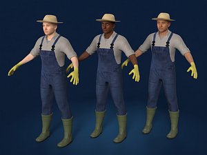 3d farmer farm man