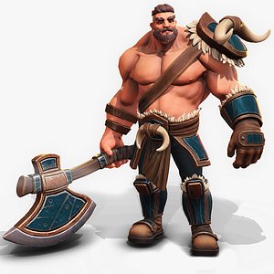 Stylized Warrior 01 - Low Poly Heroes Fantasy Characters - Animation Axe Medieval Heroes - 19