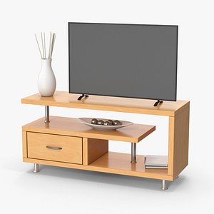 Wooden TV Stand Set 3D model