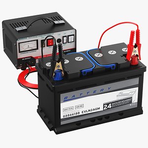 Detailed Car Battery With Charger