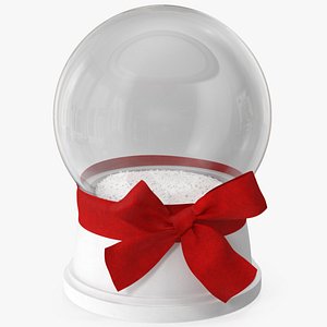 3D model snow globe red bow