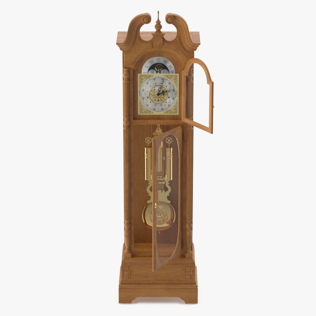 Antique Floor Clock Open 3D model preview