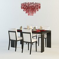 Dining room set Table, chairs, lustre