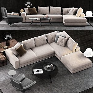 3D model minotti hamilton sofa