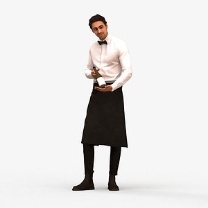 00223Paul0009 - Adult Middle Eastern male waiting in hospitality setting wearing transitional season 3D