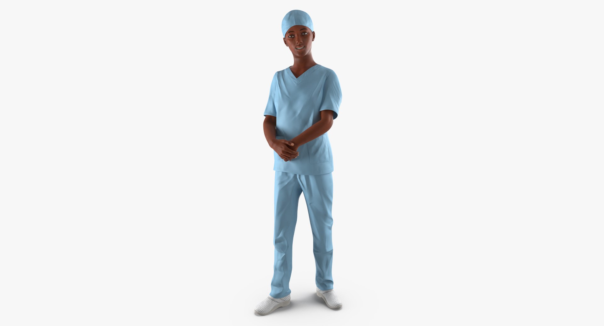 3d afro american nurse rigged model