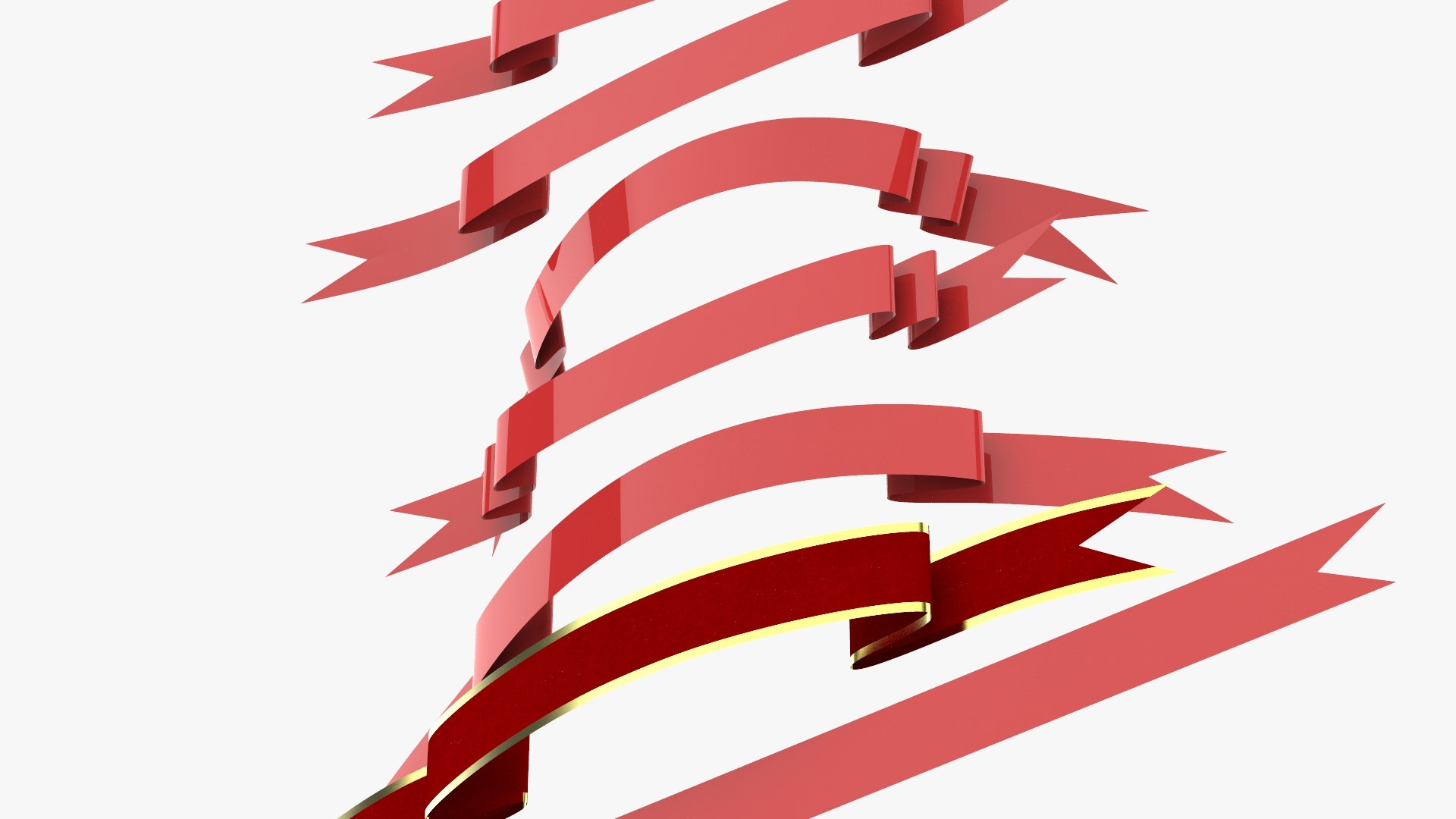 Red Ribbons Banners Model - TurboSquid 2002716