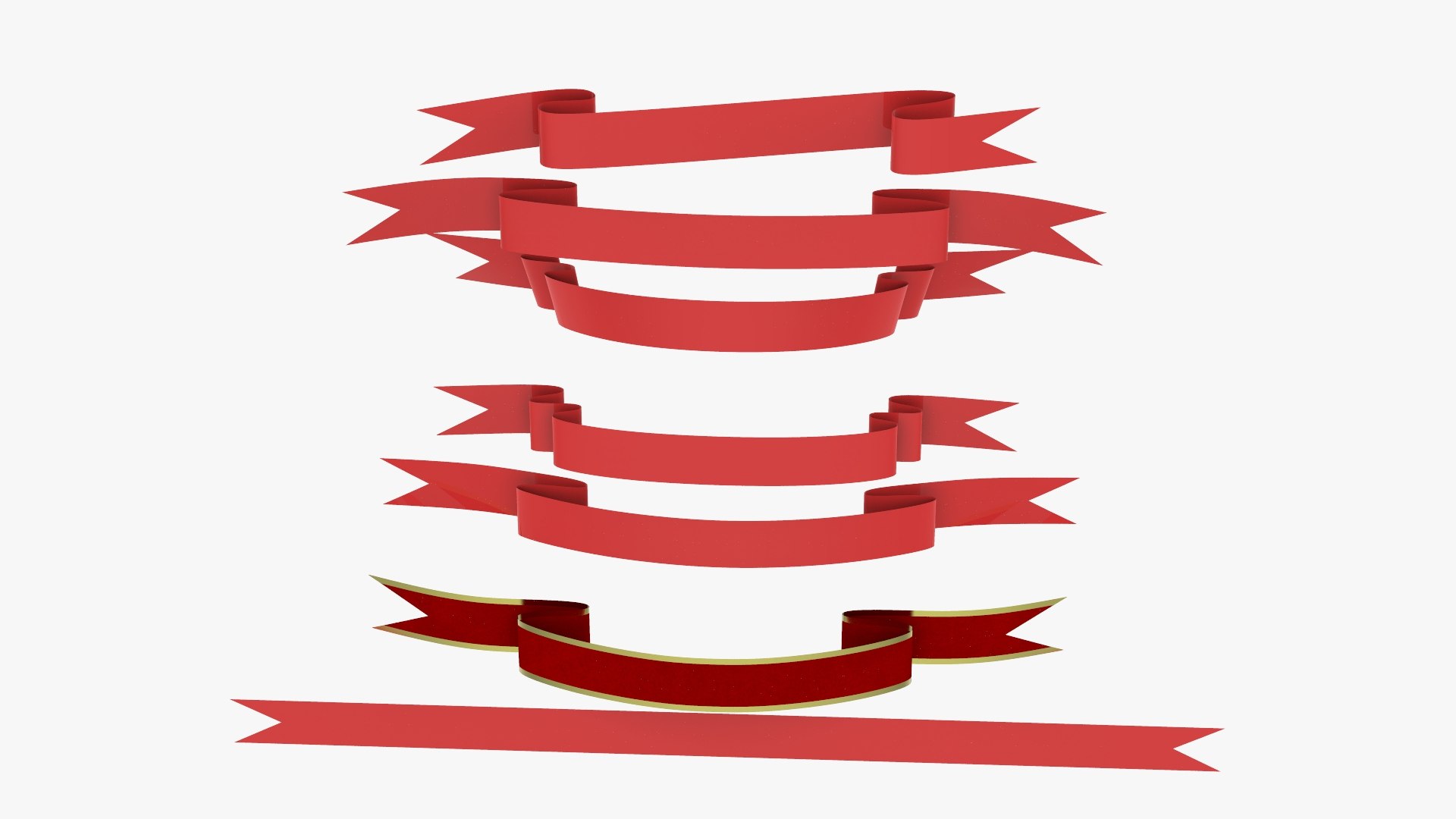 Red Ribbons Banners Model - TurboSquid 2002716