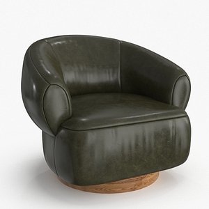 3D Merrick Leather Swivel Chair