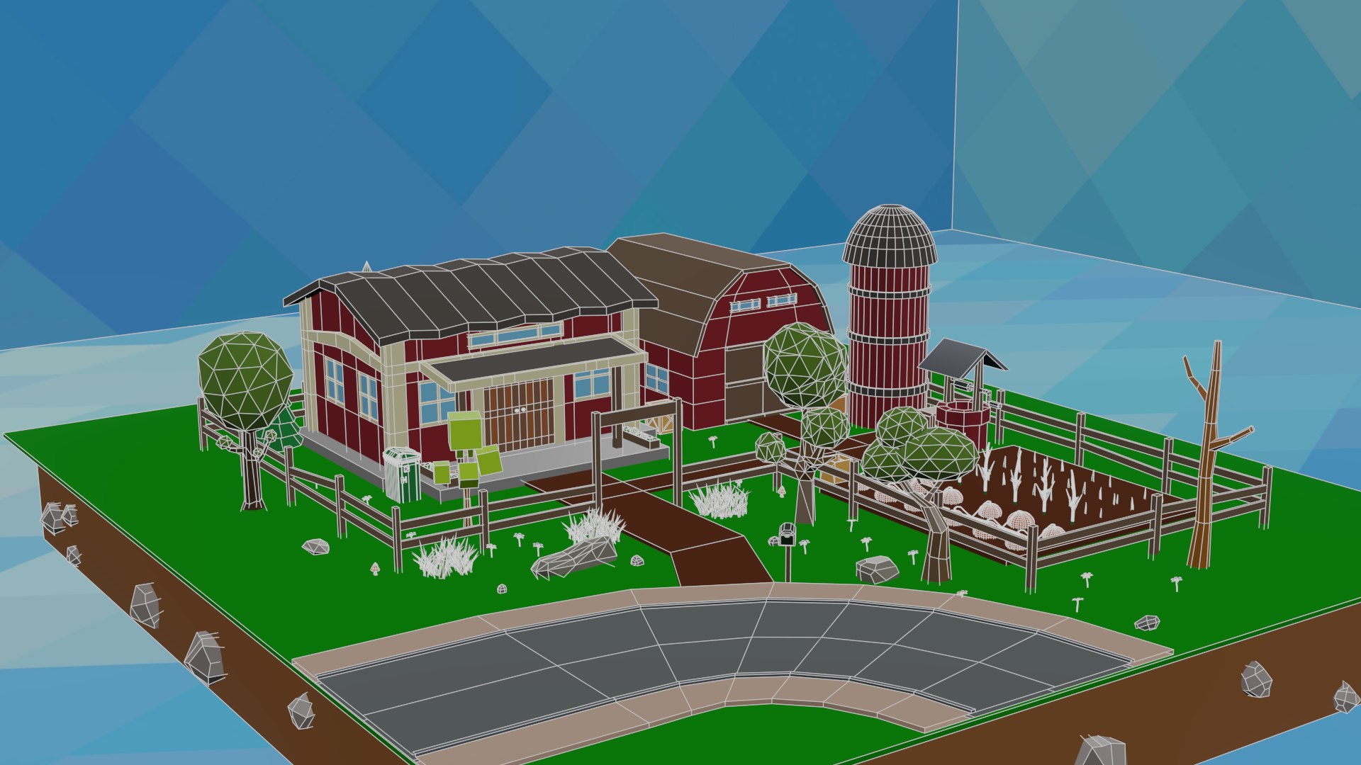 3D Model Farm Barn Garden - TurboSquid 1542163