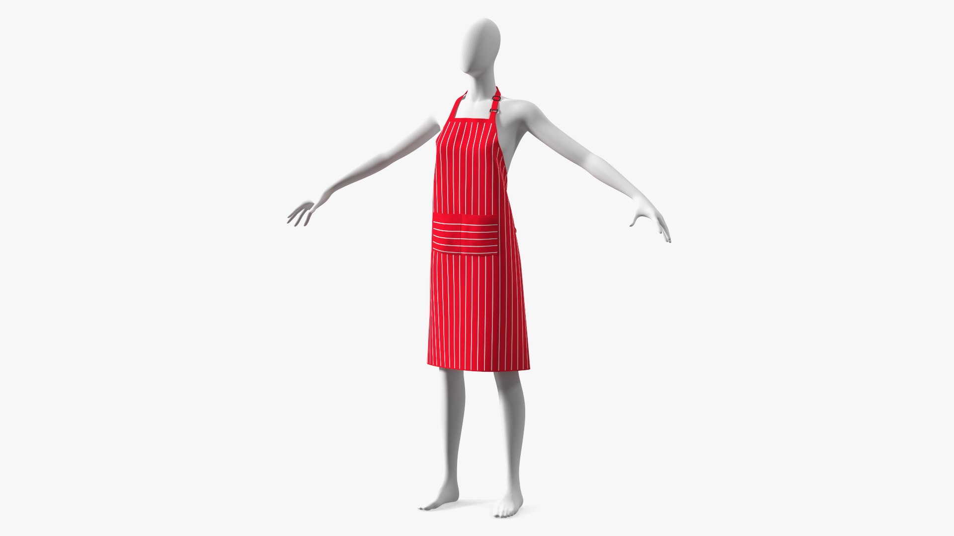 Cooking Apron Striped on Women Mannequin 3D model preview