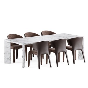 cassina ordinal table hola 367 dining chair set 3D