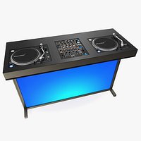 DJ Console with Mixer and Blue Illumination