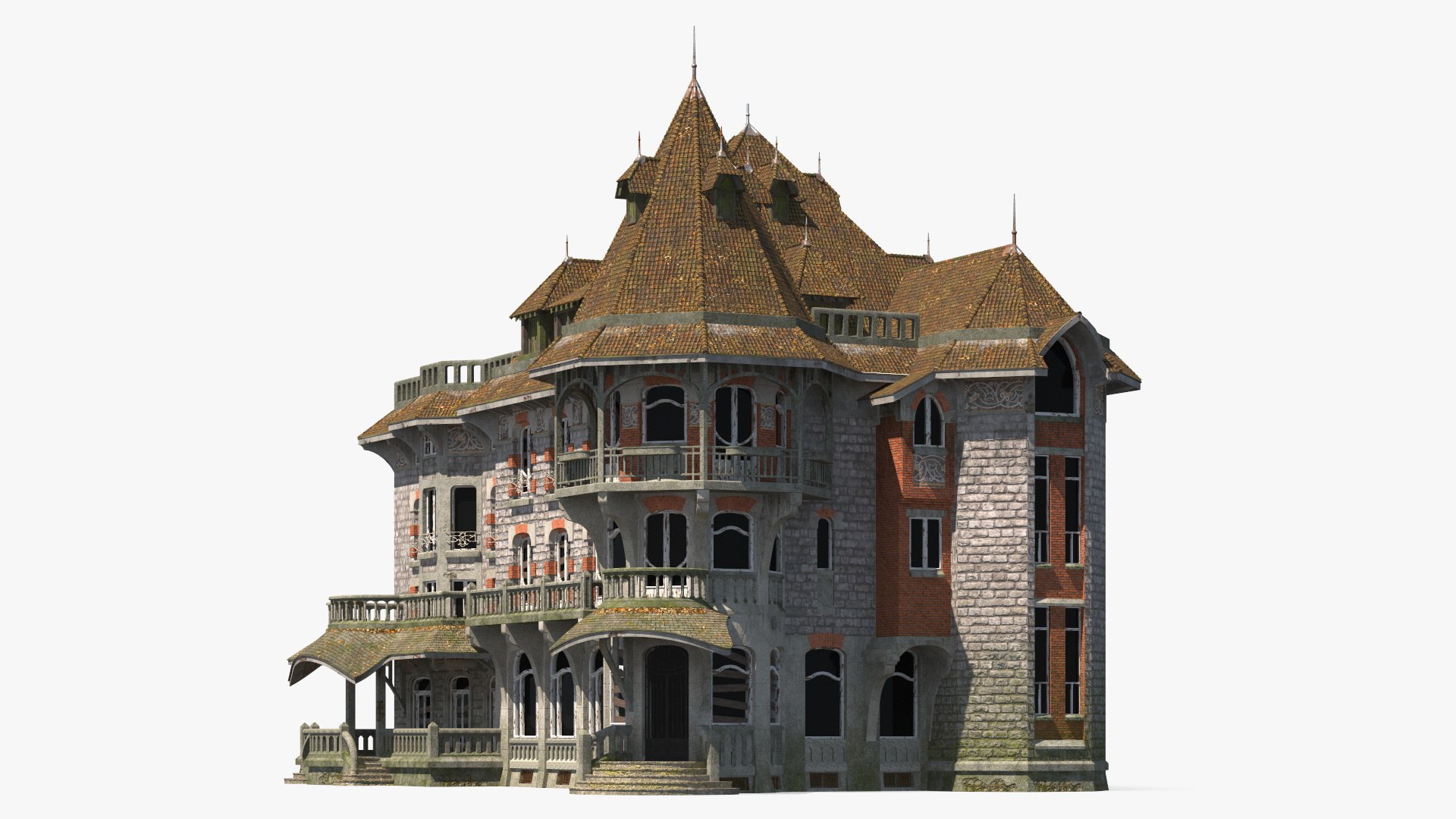 Scary Old Creepy Mansion 3D model preview