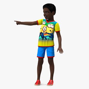 Black Child Boy laughing Pose 3D