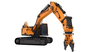 3D Tracked Excavator Demolition equip model