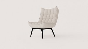 3D Modern Channel-Tufted High-Back Armchair with Metal Legs