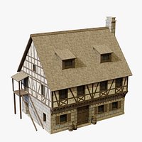 Medieval Tavern Inn - Low Poly Game Ready with LODs