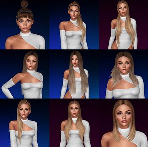 3d mesh hair PACK 01 - 9 hairstyles VR AR low-poly 3d model