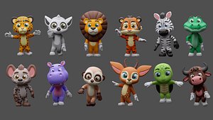 3D Cartoon character animals 2 01 model
