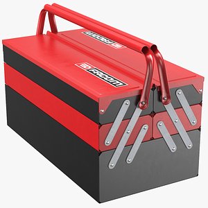 3D Detailed Toolbox Black And Red