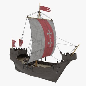 Cog Hanseatic 13th century 3D model