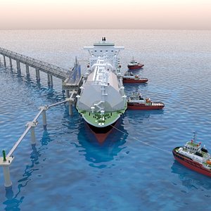 mooring tanker ship berth 3D