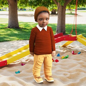Black Toddler Boy Light Skin Autumn Style Standing