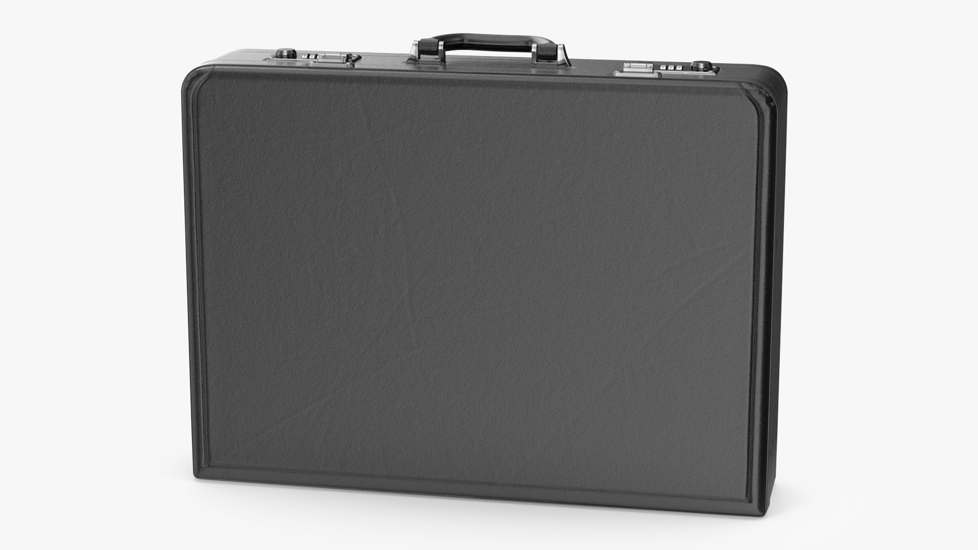 Hard Attache Leather Briefcase Black 3D model preview