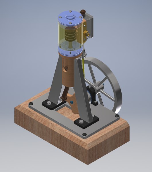 3D model vertical single cylinder steam engine