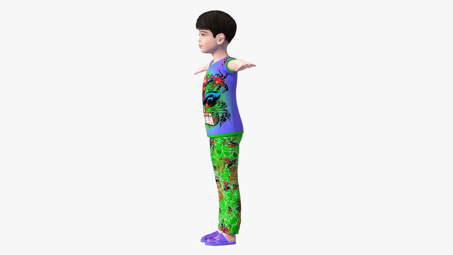 Asian Child Boy Home Style Rigged for Modo 3D model preview