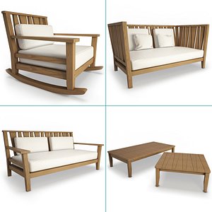 3D york wooden outdoor armchair model