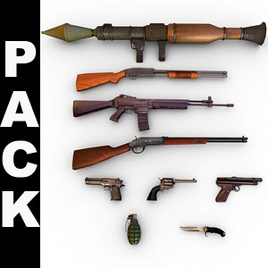 3d model of modern weapons pack revolver gun