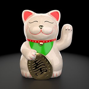 Lucky Cat 3D Low Poly Model animated
