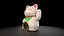 Lucky Cat 3D Low Poly Model animated
