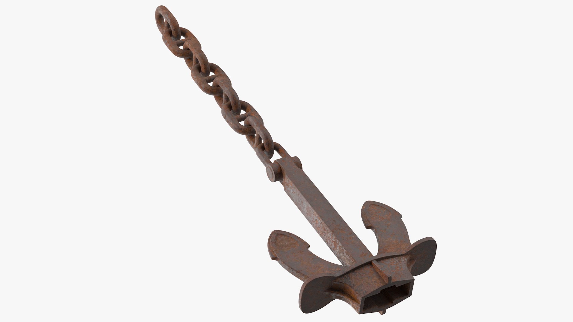 Old Rusty Anchor with Chain 3D model preview