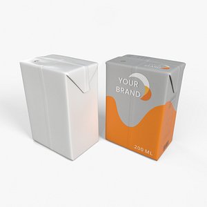 Beverage Carton 200 ml - Customizable Drink Box 3D model