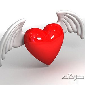 heart angel wings 3d model
