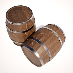 3D model Wooden Barrel Game Asset