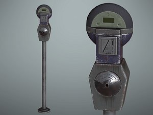3D pbr old parking meter model