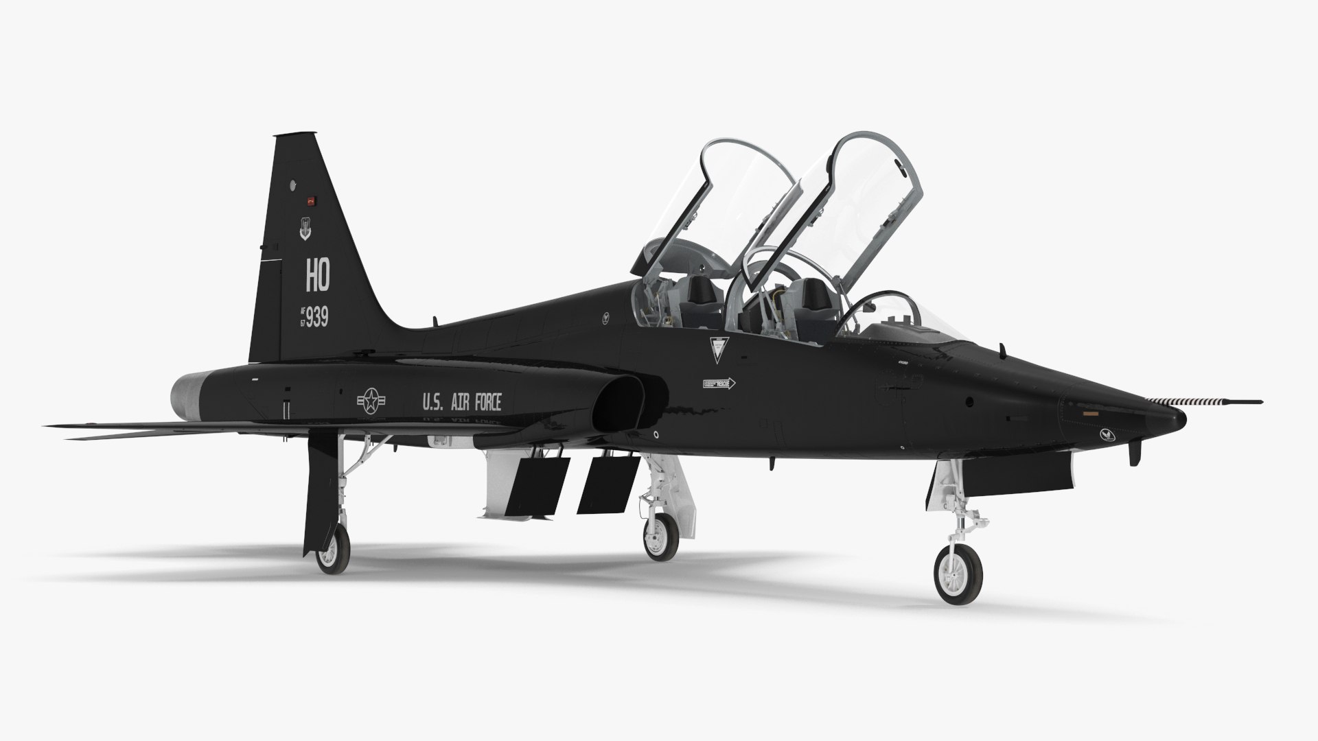 USAF T-38 Talon Jet Trainer Black 3D model preview