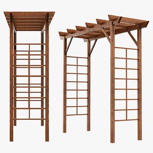 3D Natural Wood Outdoor Garden Pergola