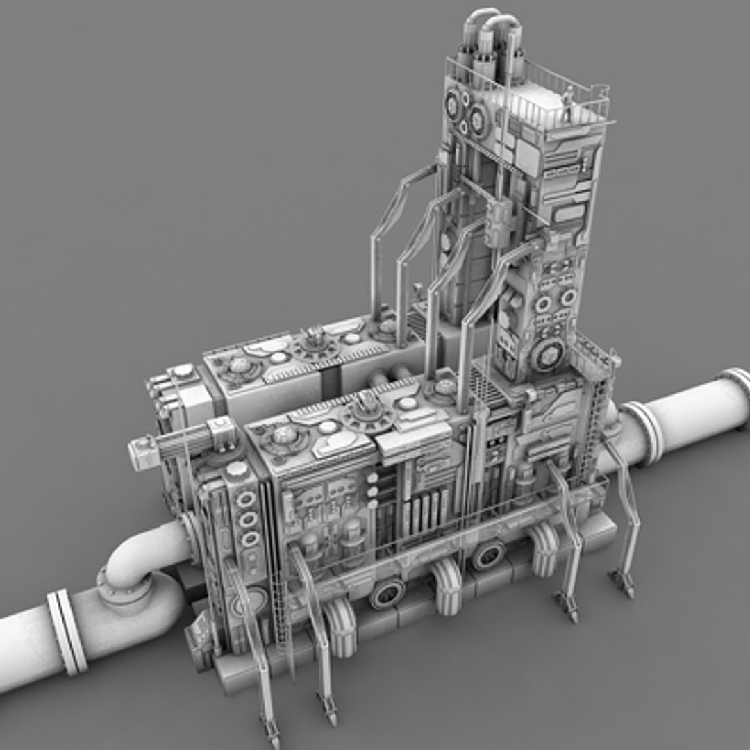 Scifi Power Relay Station 3d Obj