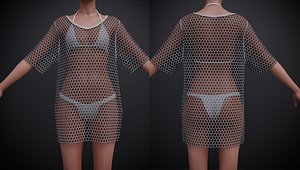 female swimsuit outfit - Bikini set and crotchet cover top