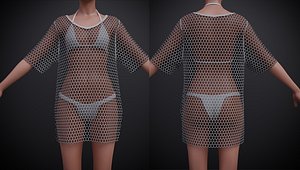 female swimsuit outfit - Bikini set and crotchet cover top