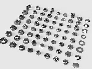 Metal Nut Screw Hardware Fittings 3D Model Pack